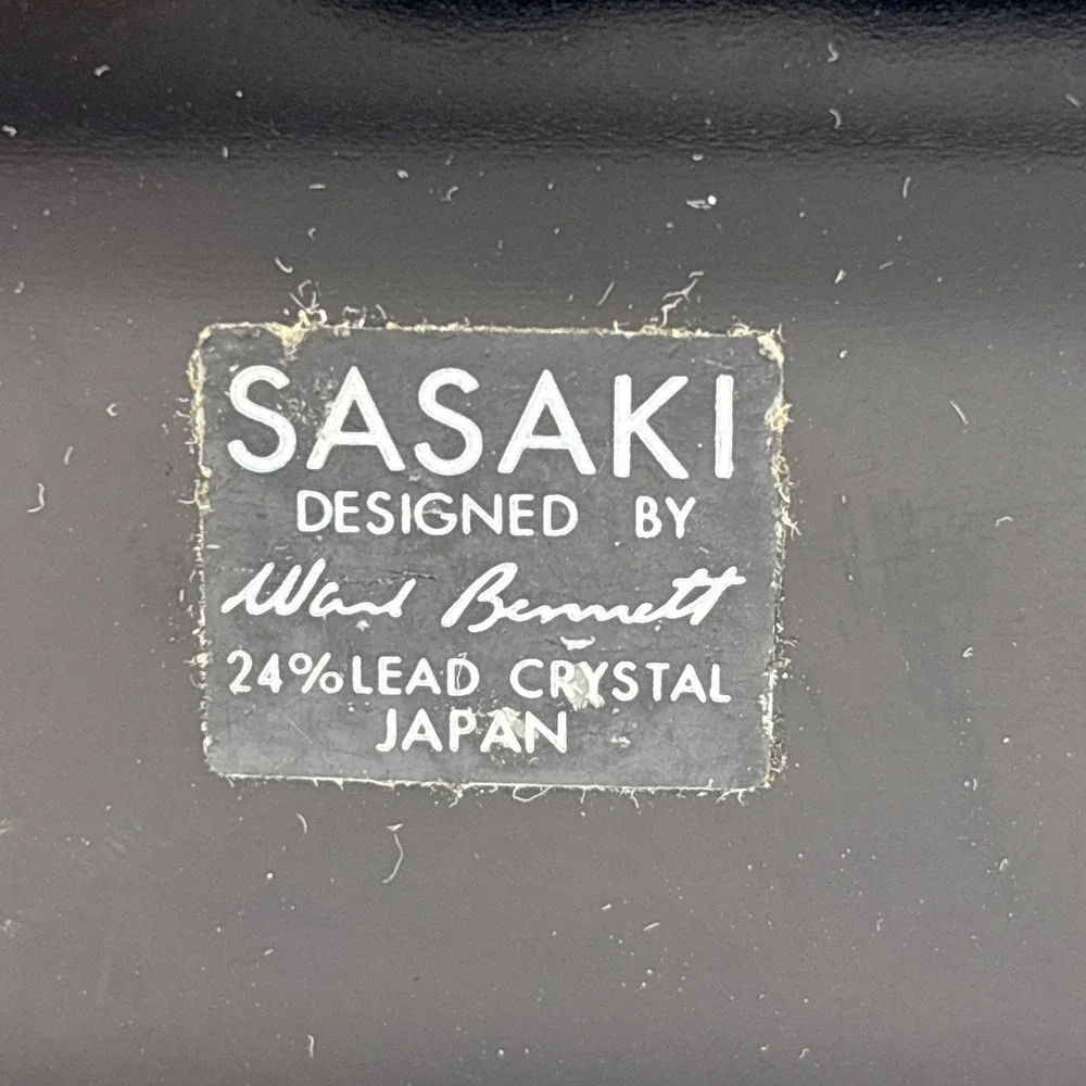 Vintage Sasaki Black Glass Crystal Geometric Clock